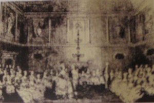 IMG_3150 Eighteenth-century engraving of the Ball Room lit my candlelight