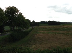 The Roman road surrounded by a wood in 1815 where artillery hid and slaughtered anyone attempting to progress along the road.